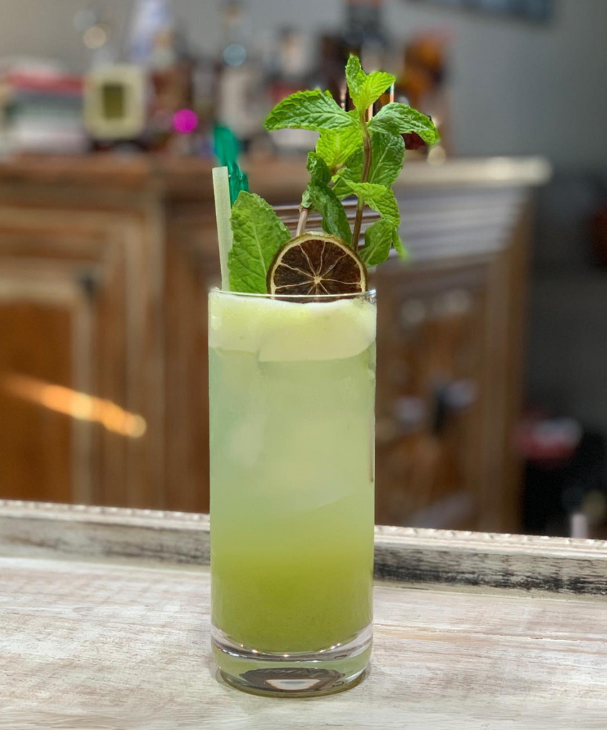 Green Pea Mojito crafted by @budding_mixologist